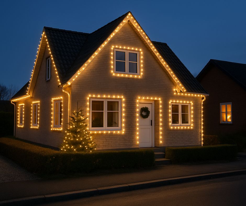 Julebelysning på hus